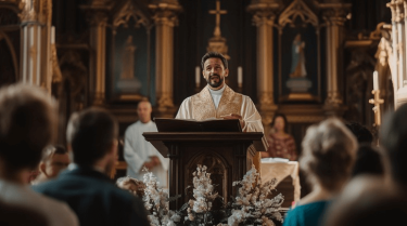 priest at pulpit